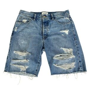 Frame Denim Le Slouch Distressed Utility Bermuda Shorts Womens Size 27